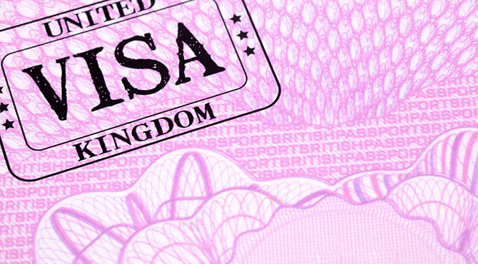 UK visa on a passport