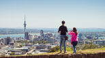 Auckland skyline on sunny day shared by a couple