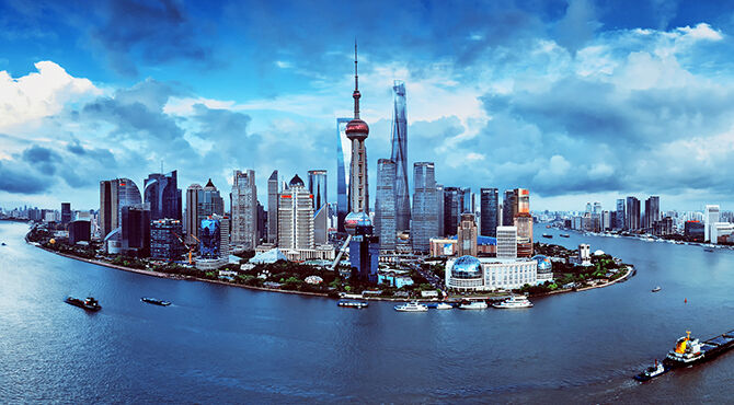 China skyline dark clouds