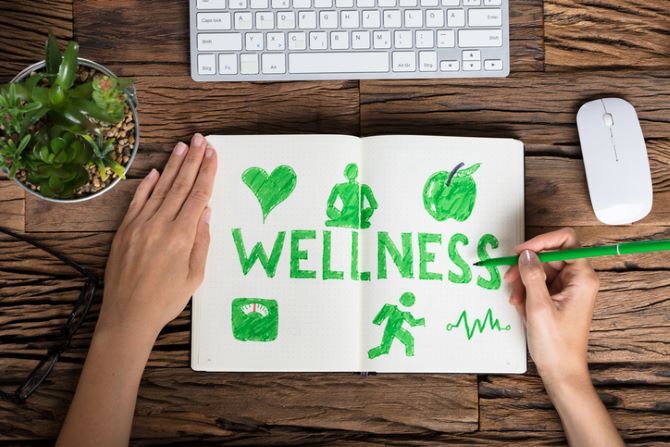 Image of pencil drawing wellbeing desk