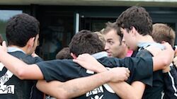 The Junior Varsity rugby team, with coach at The International School of Zug and Luzern