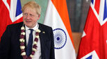 21/04/2022. Gujarat, India. Prime Minister Boris Johnson visits the Gandhi Ashram on the first day of his official visit to India. Picture by Andrew Parsons / No 10 Downing Street