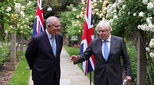 Prime Minister Boris Johnson meets with Scott Morrison
