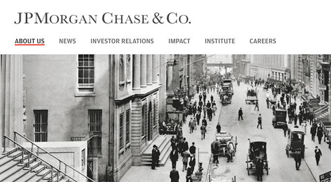 JPMorgan - a screen grab of their website\'s homepage