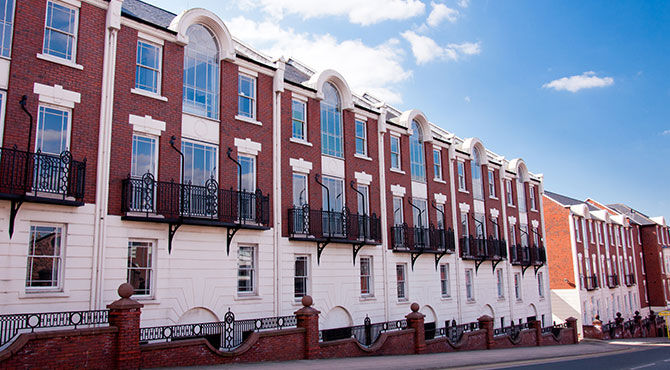 Line of town houses in the UK