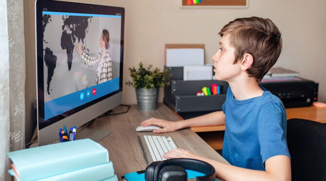 Image of child remote learning at desk