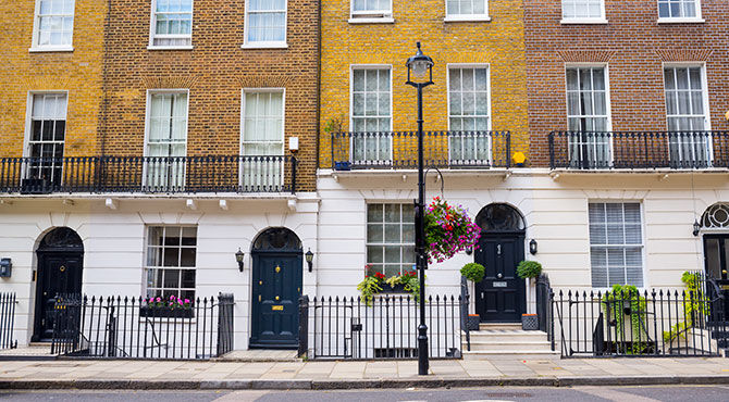 Row of Georgian houses in London