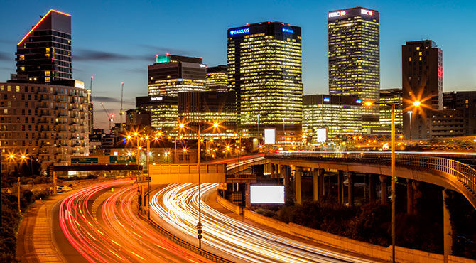 City of London, moving traffic.