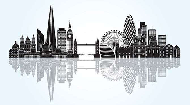 Silhouette of London illustrating an article about renting versus buying property in the UK