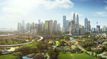 Panorama cityscape view in the middle of Kuala Lumpur city center ,day time , Malaysia