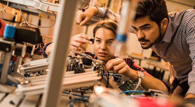 Staff working in a manufacturing workshop