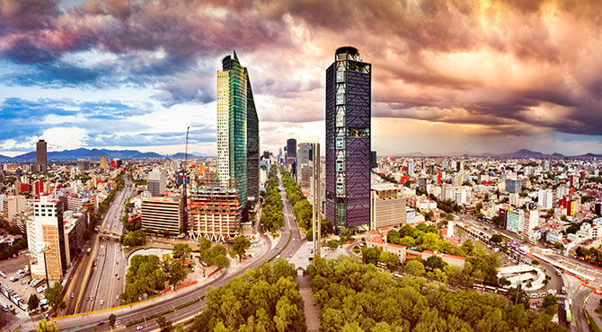 Skyline view of Mexico City