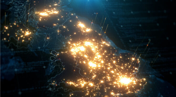 UK map lit up to suggest activity by location