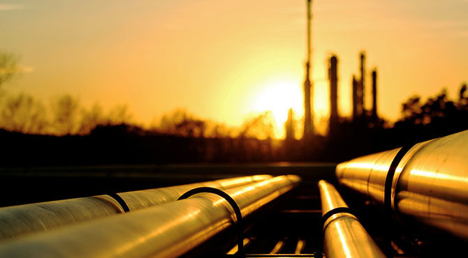 Oil and Gas industry: Oil pipes leading to a refinery