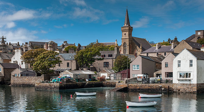 Stromness town on the Orkney Islands