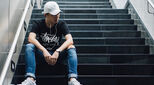 Young person on stairs