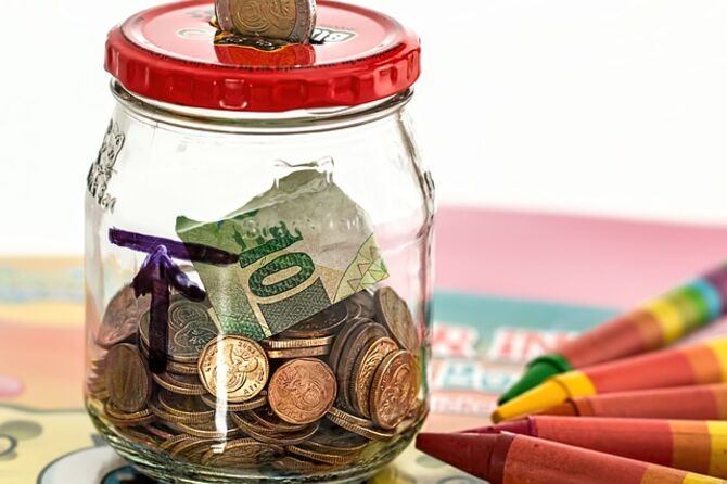 Colourful piggy bank and savings