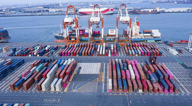 A photograph of a working port