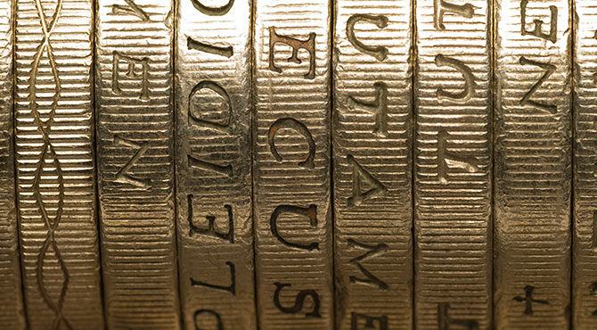 Close up of pound coins illustrates Relocate Global's September 2017 article about UK inflation rate increases
