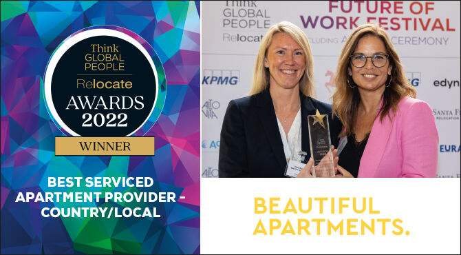 Winner of the 2022 Think Global People for Serviced Apartment Provider of the Year: Country/Local: Beautiful Apartments Sweden