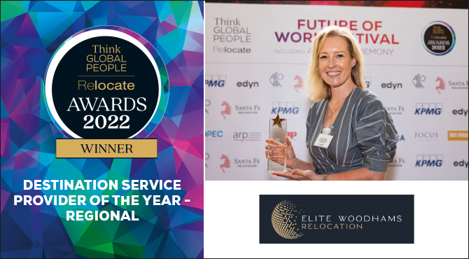 Winner of the 2022 Think Global People for Destination Service Provider of the Year: Regional: Elite Woodhams Relocation