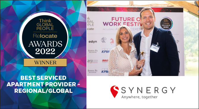 Winner of the 2022 Think Global People for Serviced Apartment Provider of the Year: Regional/Global: Synergy