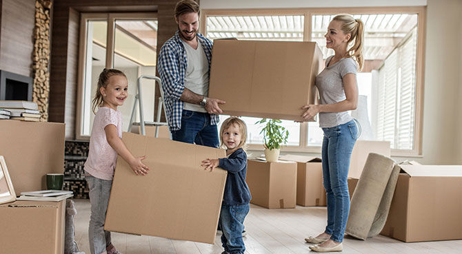 Family moving boxes