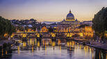 Rome sunset over Tiber and St Peters Basilica
