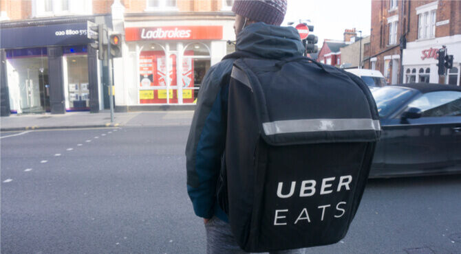 Uber delivery person in London