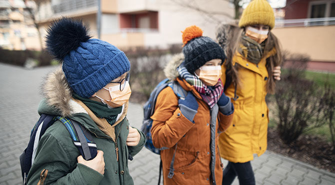 Children in masks due to Coronavirus
