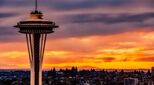 Seattle Washington skyline at dawn
