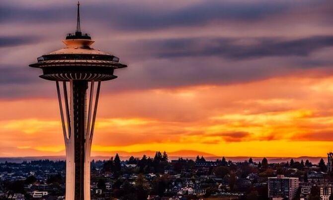 Seattle Washington skyline at dawn