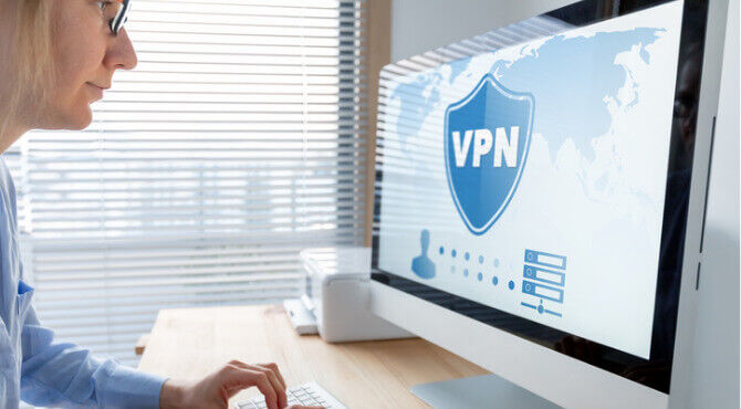 Image of remote employee logging in via VPN on desktop