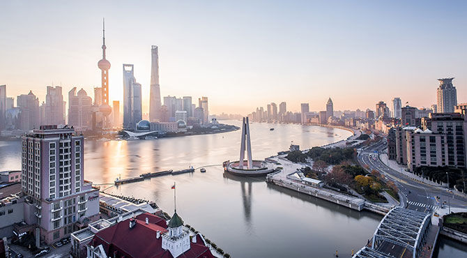 Shanghai city centre at sunrise