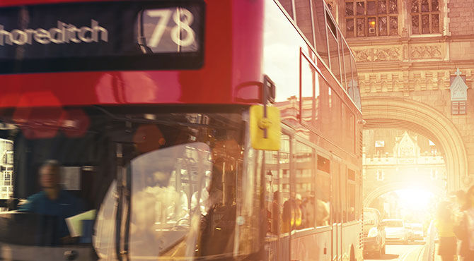 Photo of a bus in Shoreditch, London\'s tech hub, illustrating an article about the Brexit implications to the UK tech industry