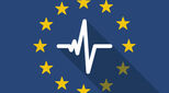 EU flag image with heartbeat trace