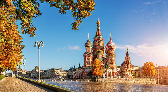 St Basils Cathedral sunny day in Moscow