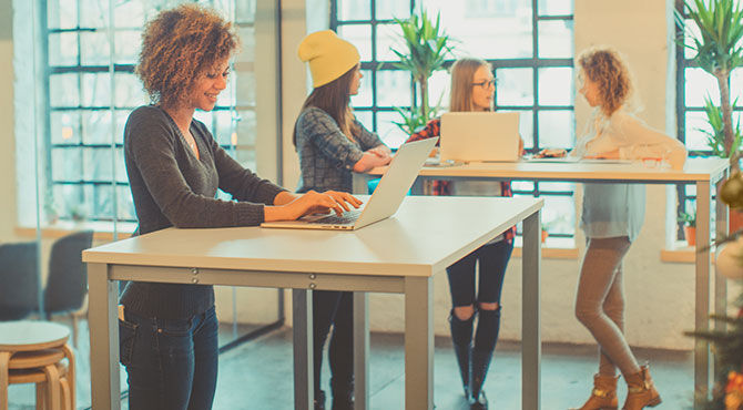 Health and Wellbeing: Standing desks in an office