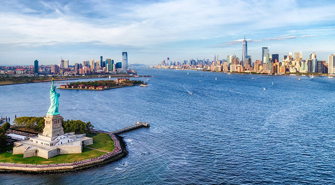 Statue of Liberty and the New York skyline