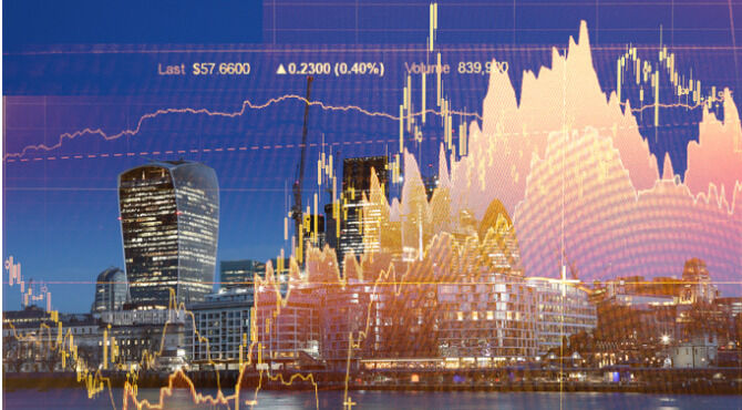 Stock market data chart display finance graph