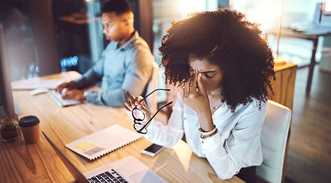 Stressed female worker