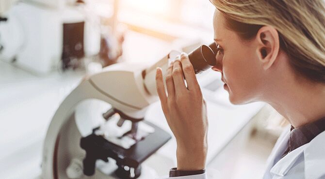 Lady works in a lab