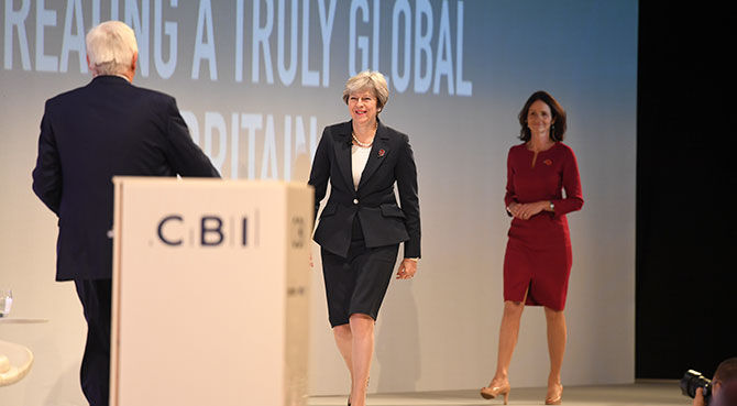 Theresa May at the CBI conference