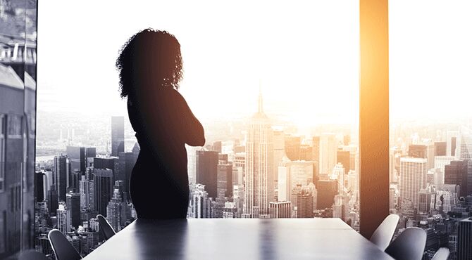 Thoughtful woman in an office