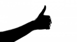 Monochrome image of thumbs up gesture