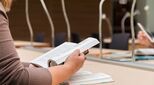 Student in library