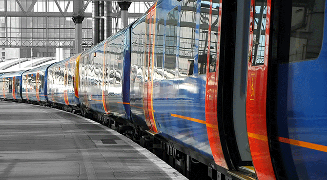 Trains waits at station