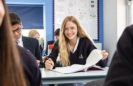 Student in classroom at Taunton School