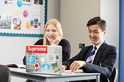 Two students in a classroom at Taunton School