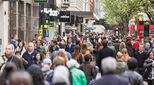 UK shoppers on a busy street in London